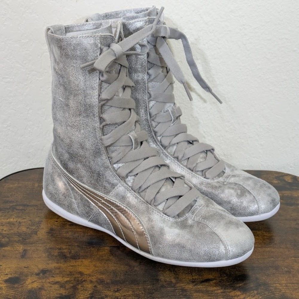 Puma Eskiva Hi Casual High Metallic Silver Boxing Sneakers Women's 6.5